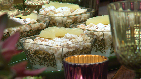 كريمة الأرز بالأناناس والكرامبل