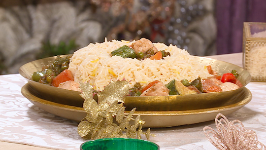 أرز بالزعفران و الخضر